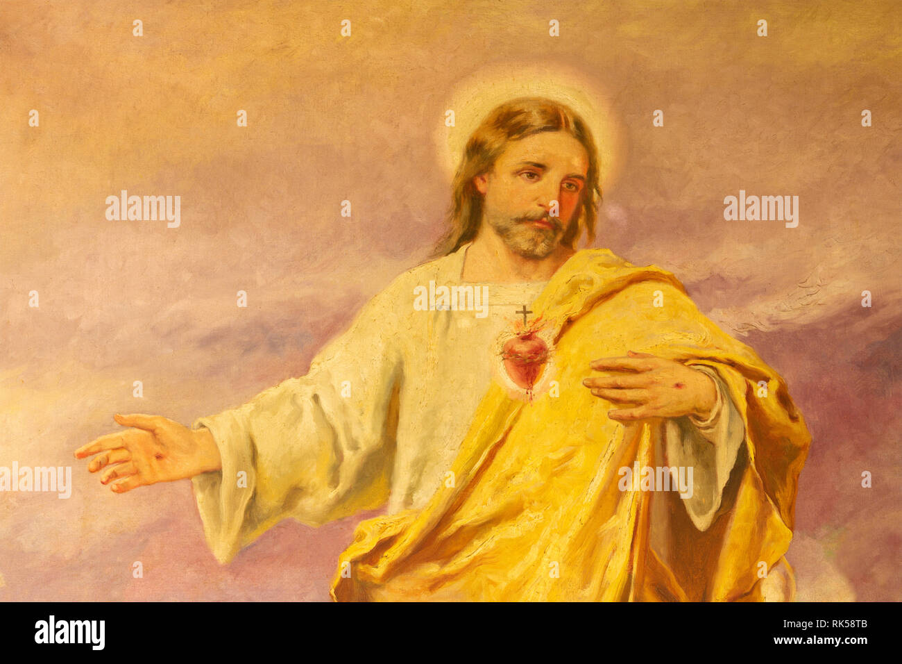 PALMA DE MALLORCA, Spagna - 29 gennaio 2019: la pittura del Cuore di Gesù nella chiesa Iglesia de Santa Teresa de Jesus. Foto Stock