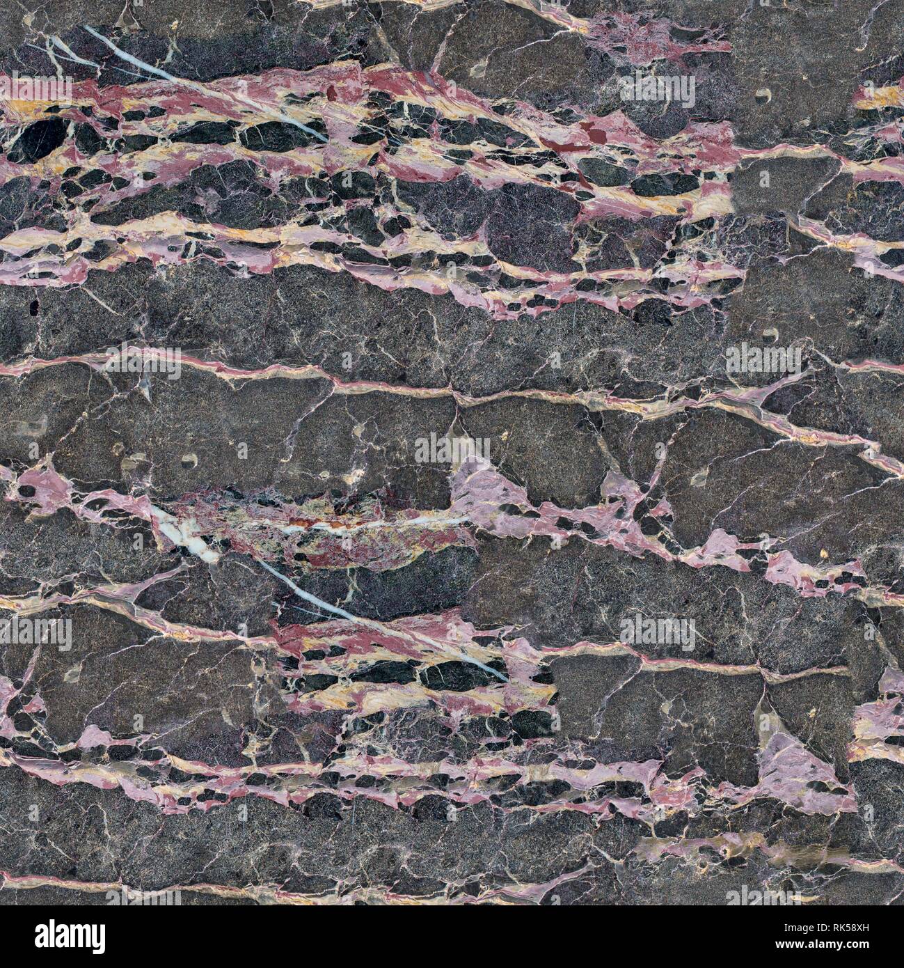 Close up grigio scuro modello di marmo per la progettazione. Seamless sfondo quadrato, tile ready. Foto Stock