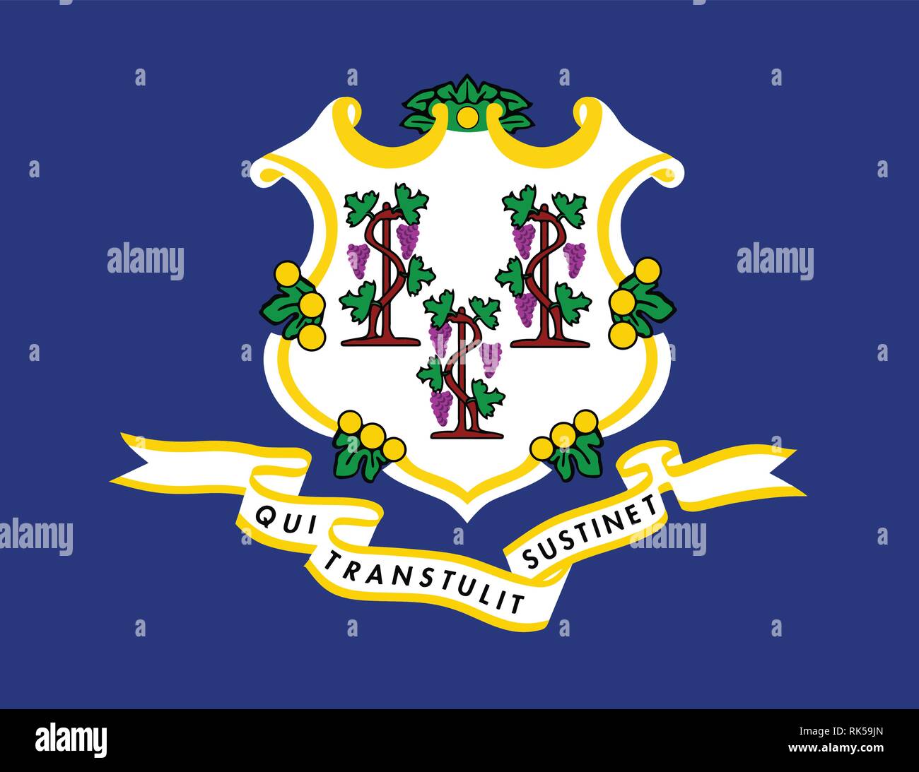 Bandiera di stato del Connecticut di Stati Uniti d'America Illustrazione Vettoriale