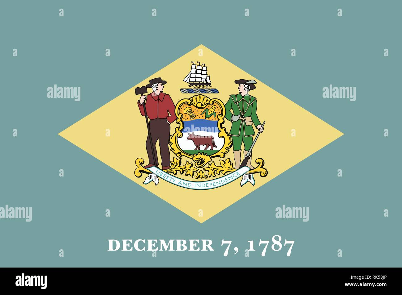 Bandiera del Delaware Stato degli Stati Uniti d'America Illustrazione Vettoriale