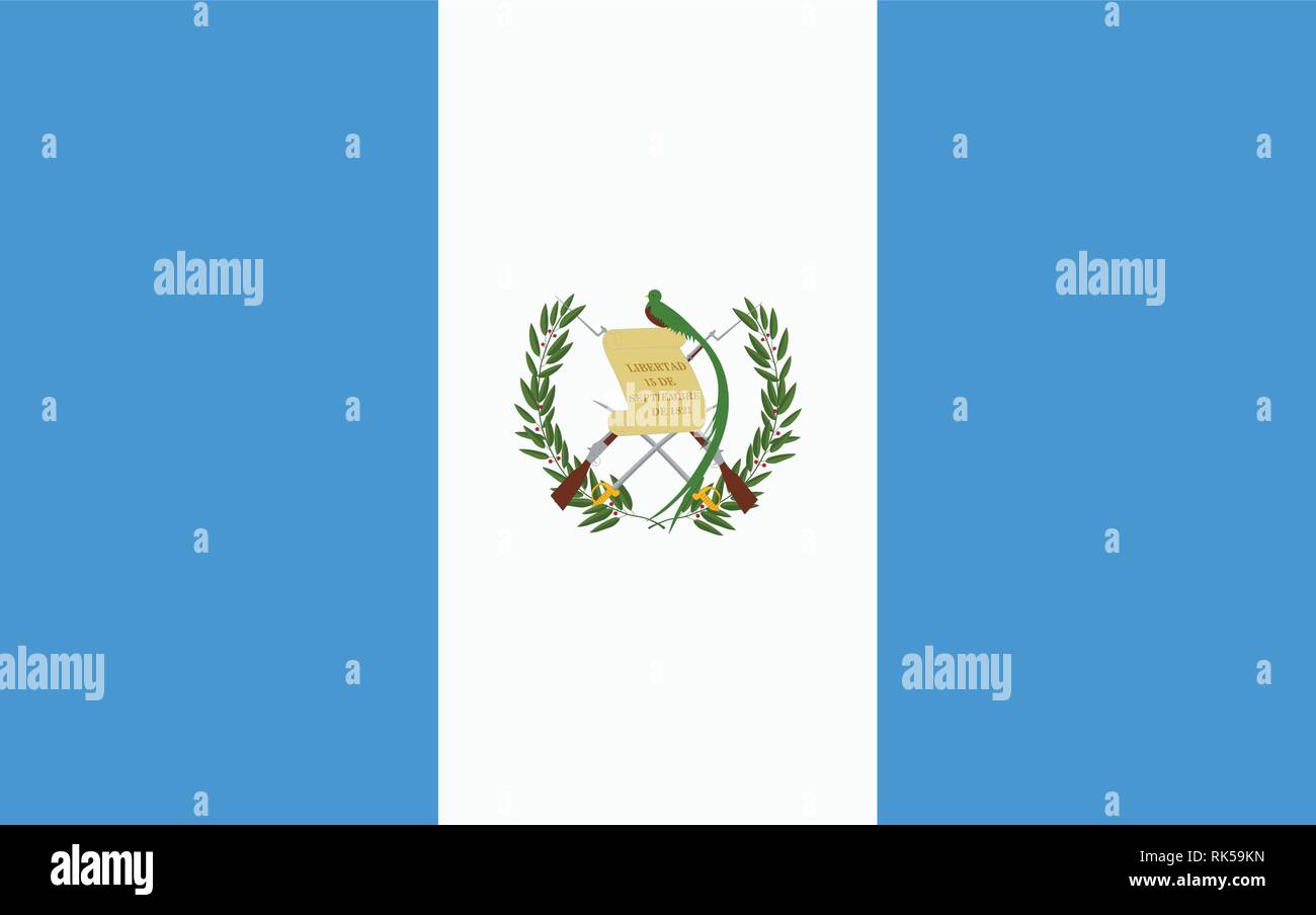Bandiera del vettore in Guatemala. Bandiera nazionale Repubblica del Guatemala Illustrazione Vettoriale
