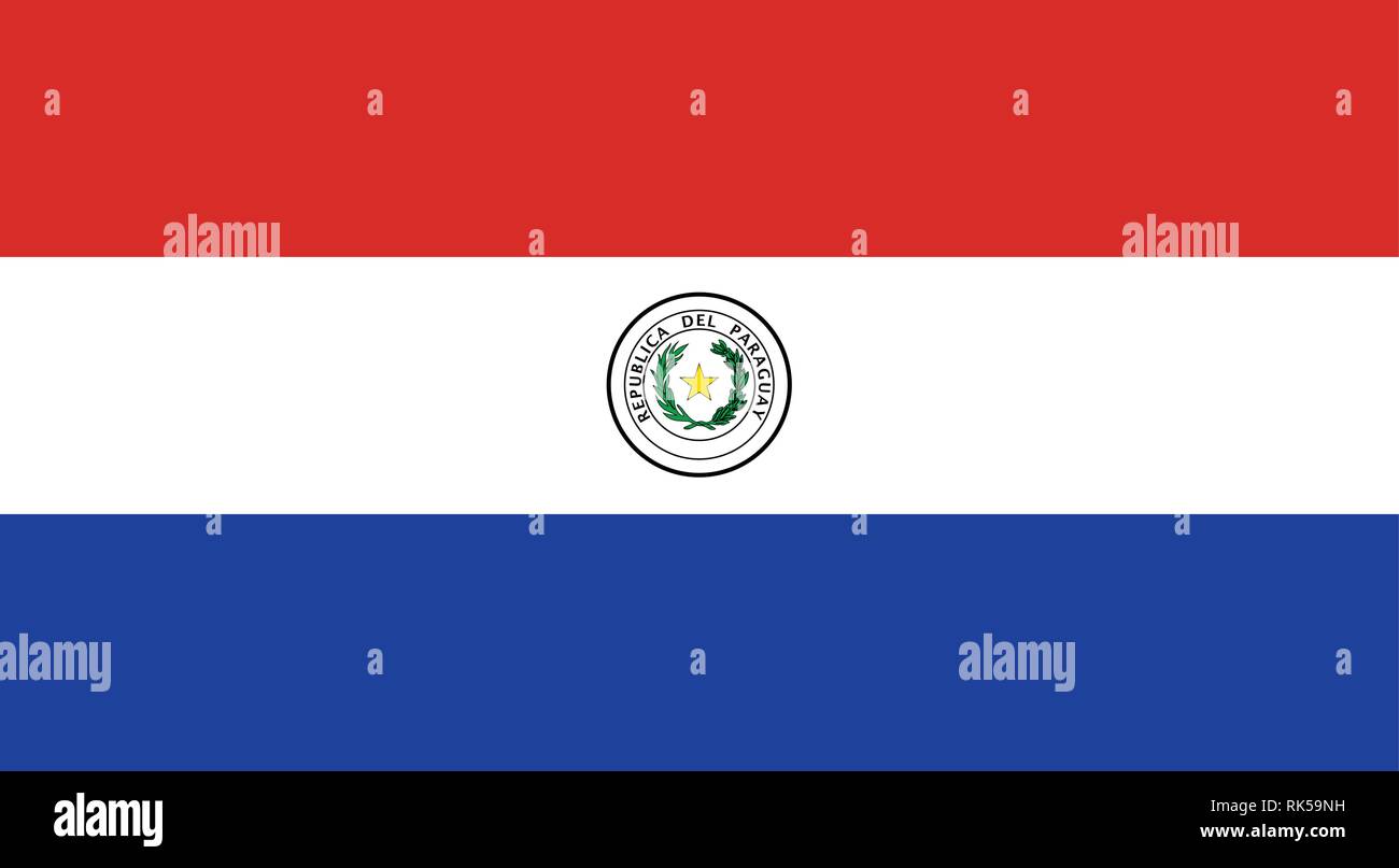 Icona del vettore di bandiera del Paraguay. Repubblica del Paraguay bandiera button Illustrazione Vettoriale