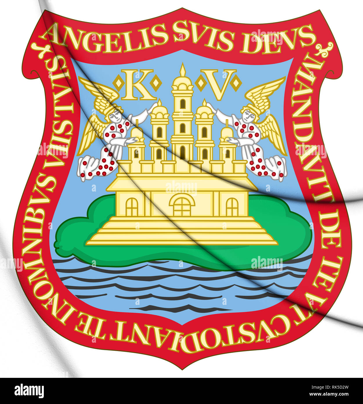 3D Bandiera di Puebla de Zaragoza, Messico. 3D'illustrazione. Foto Stock