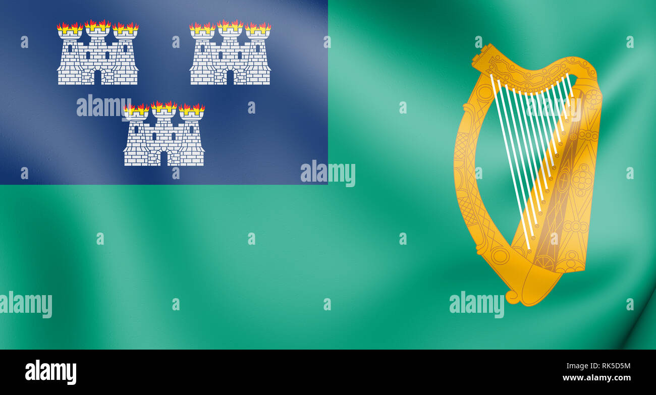 3D Bandiera di Dublino, Irlanda. 3D'illustrazione. Foto Stock