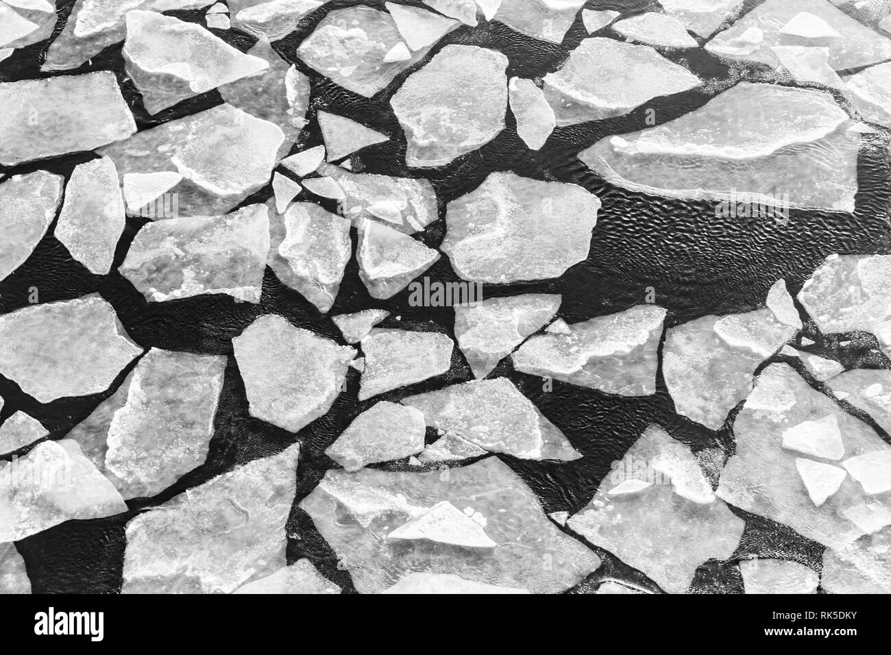 Lastre di ghiaccio galleggiante in ghiaccio freddo Mar Baltico Foto Stock