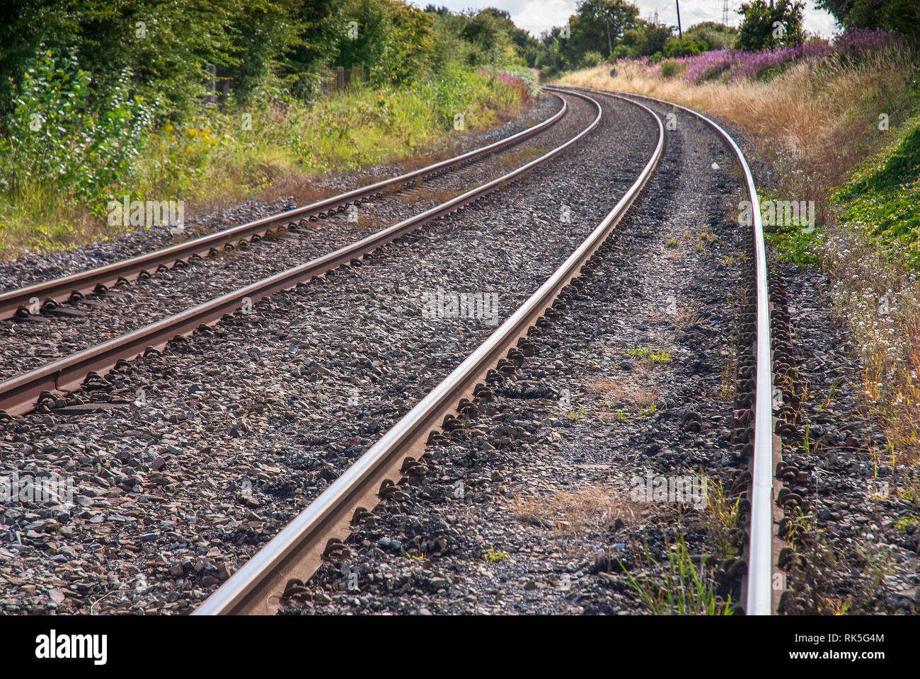 Curva delle linee ferroviarie Foto Stock
