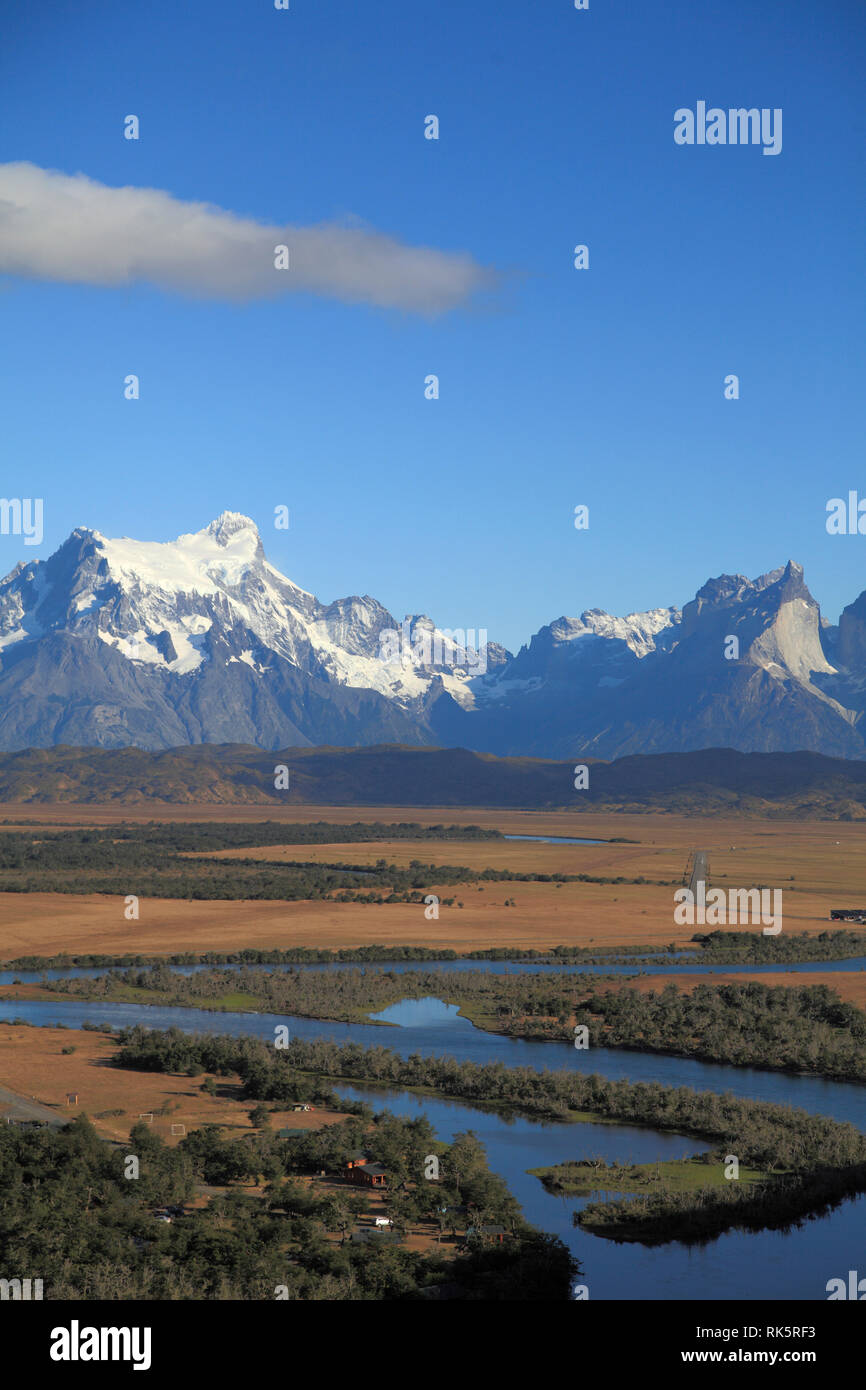 Il Cile, Magallanes, Torres del Paine, parco nazionale, Rio Serrano, Foto Stock