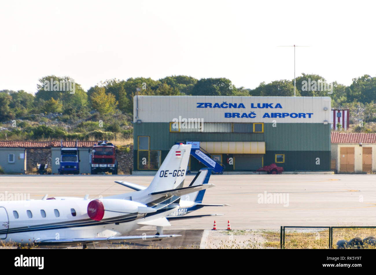 Piccolo aeroporto sull'isola di Brac, Croazia Foto Stock
