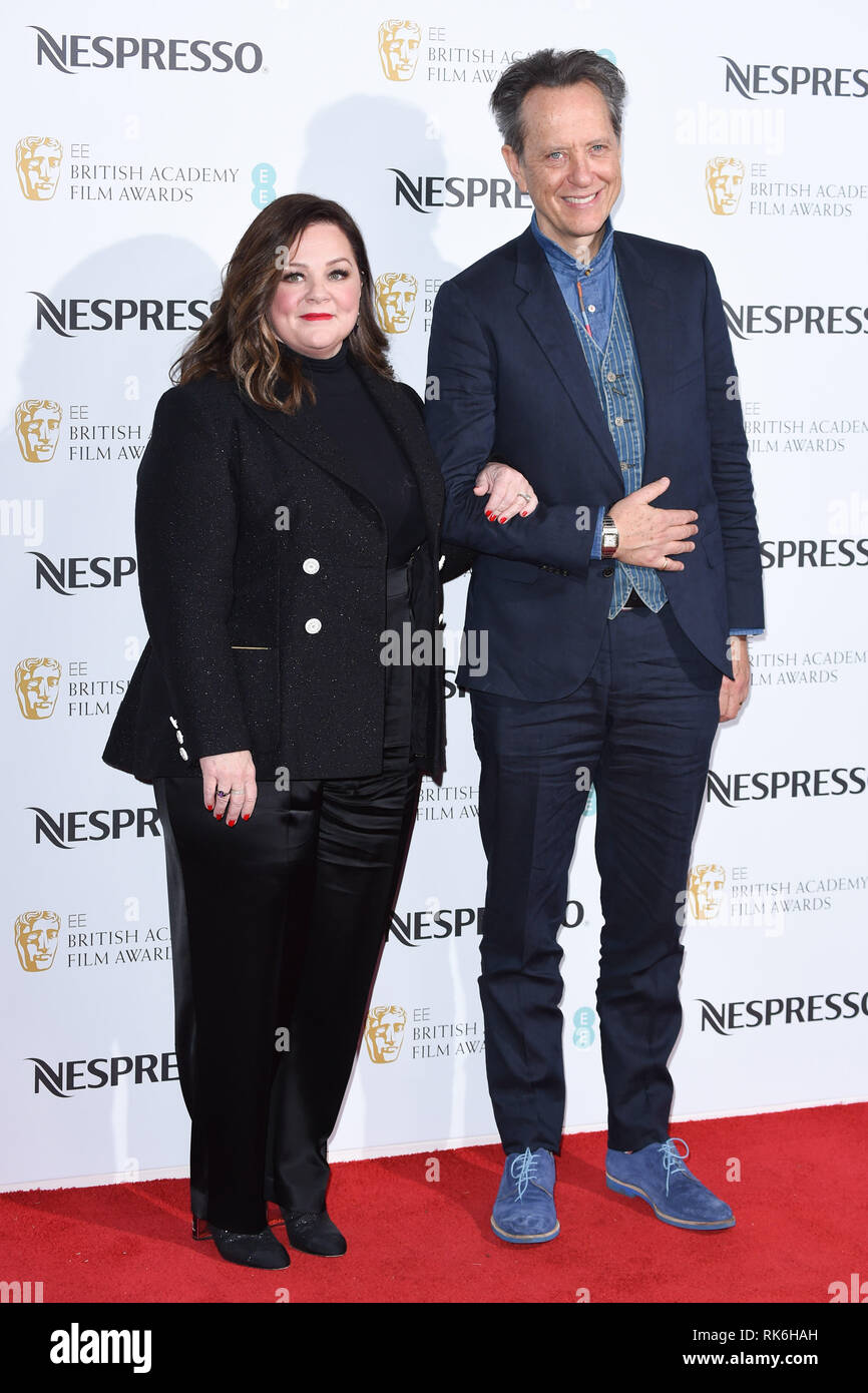 Londra, Regno Unito. Febbraio 09, 2019: Melissa McCarthy e Richard e concedere in arrivo per il 2019 BAFTA Film Awards Nominees Party al Kensington Palace di Londra. Immagine: Steve Vas/Featureflash Credito: Paul Smith/Alamy Live News Foto Stock