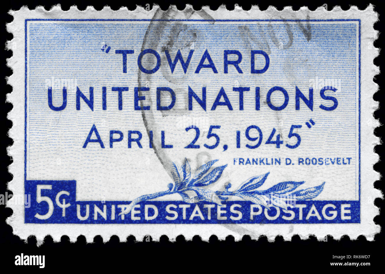 Stati Uniti - circa 1945: un timbro stampato negli Stati Uniti d'America dedicata alla conferenza delle Nazioni Unite di San Francisco, circa 1945 Foto Stock