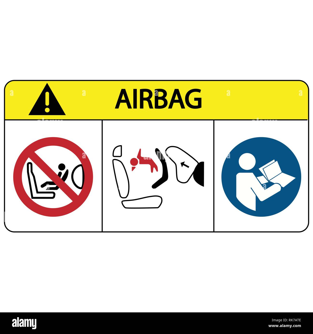 Airbag SEDILE DI SICUREZZA BAMBINO Logo Etichetta di avvertimento di segno in auto vettore del veicolo Illustrazione Vettoriale