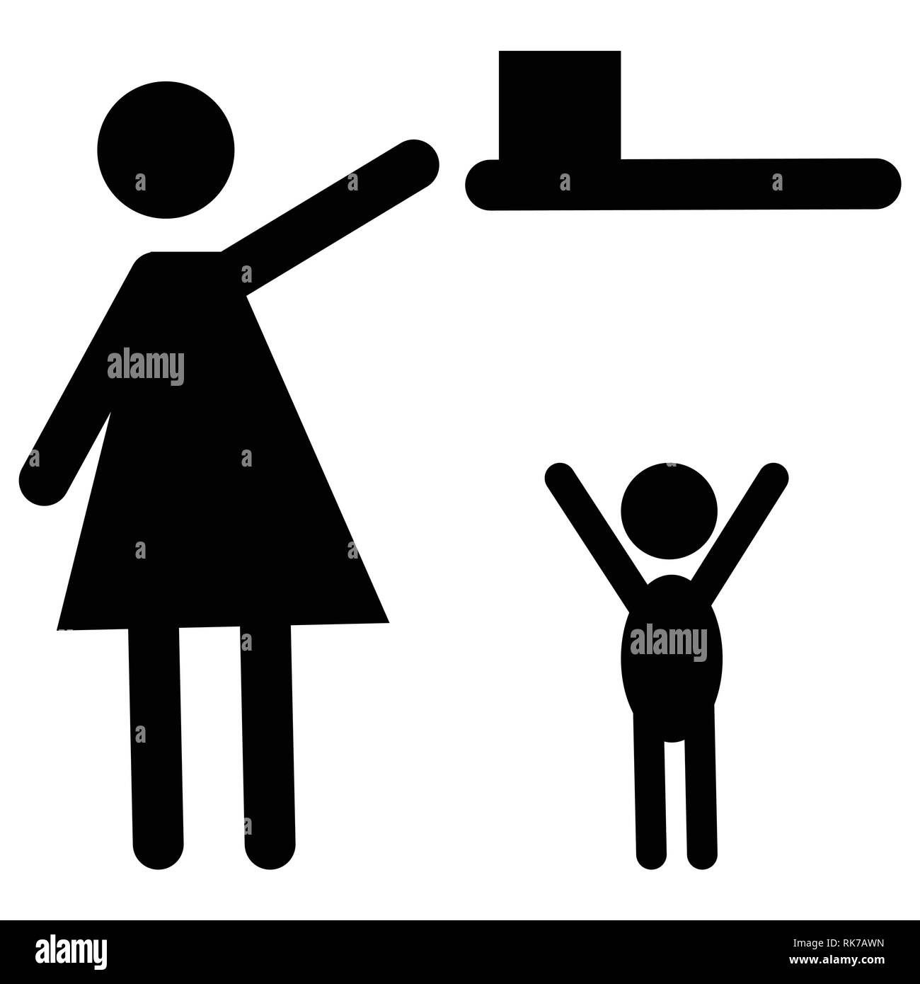 Il segno tenere lontano dalla portata di bambini o il negozio in un luogo  inaccessibile ai bambini. Illustrazione Vettoriale Immagine e Vettoriale -  Alamy