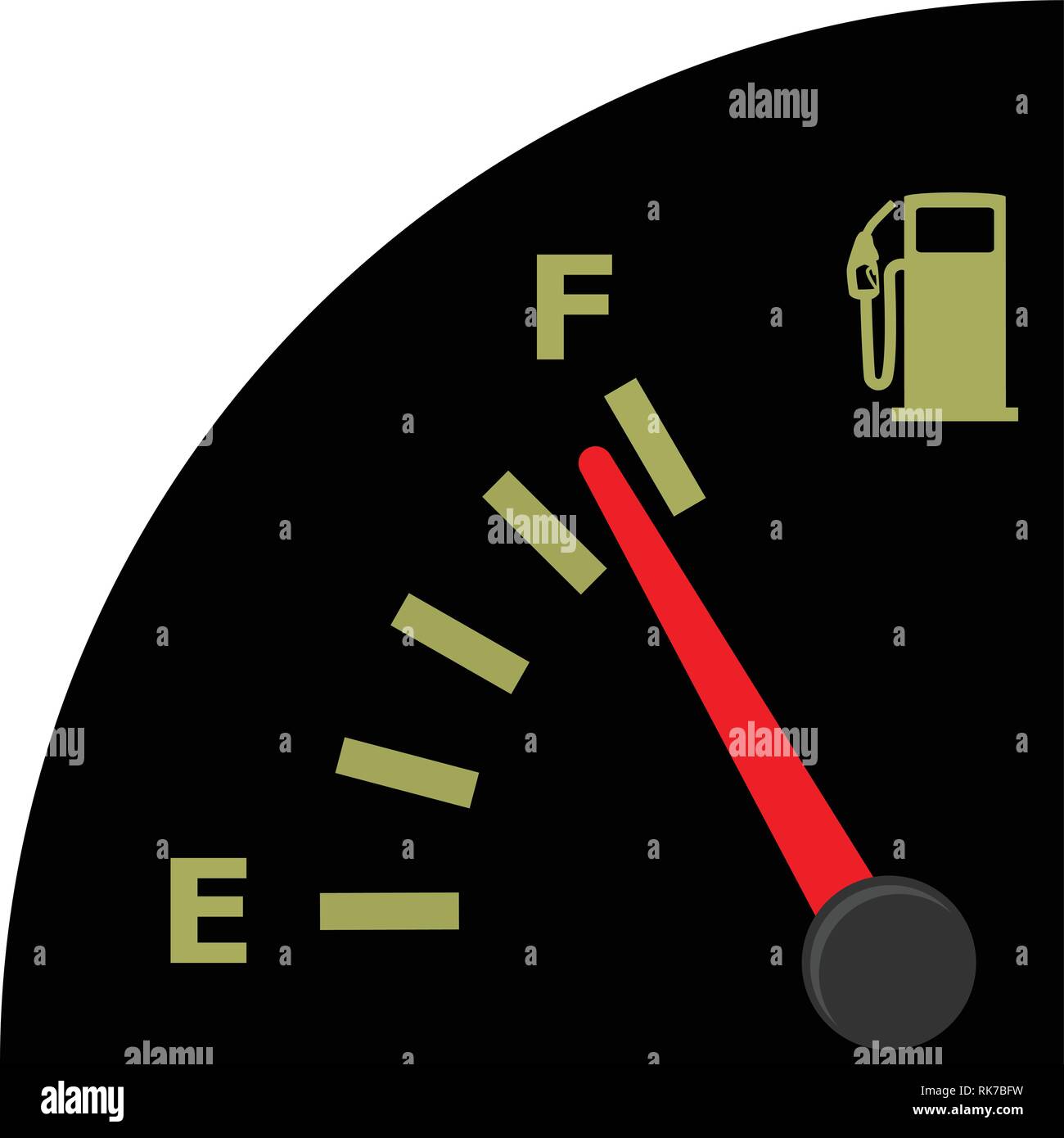 Indicatore livello gas su un cruscotto di automobile piena di