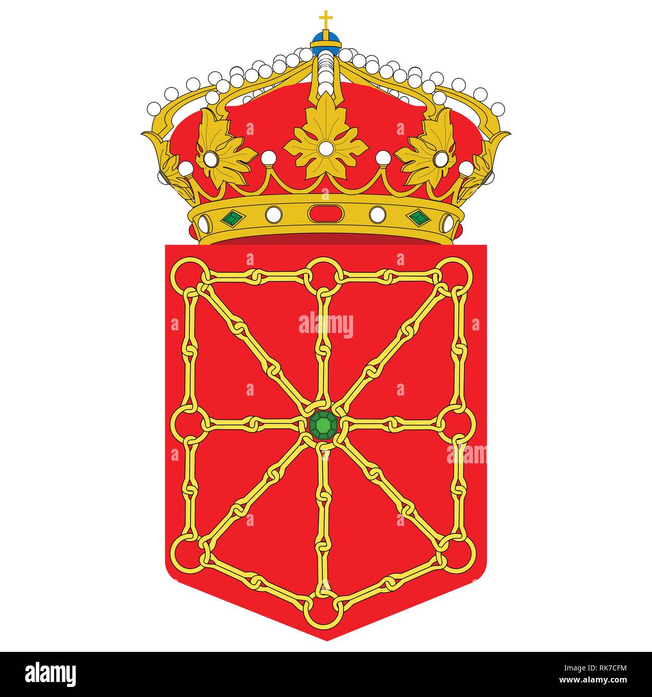 Bandiera della Navarra o Navarra comunità autonome della Spagna. Stemma. Illustrazione Vettoriale. Illustrazione Vettoriale