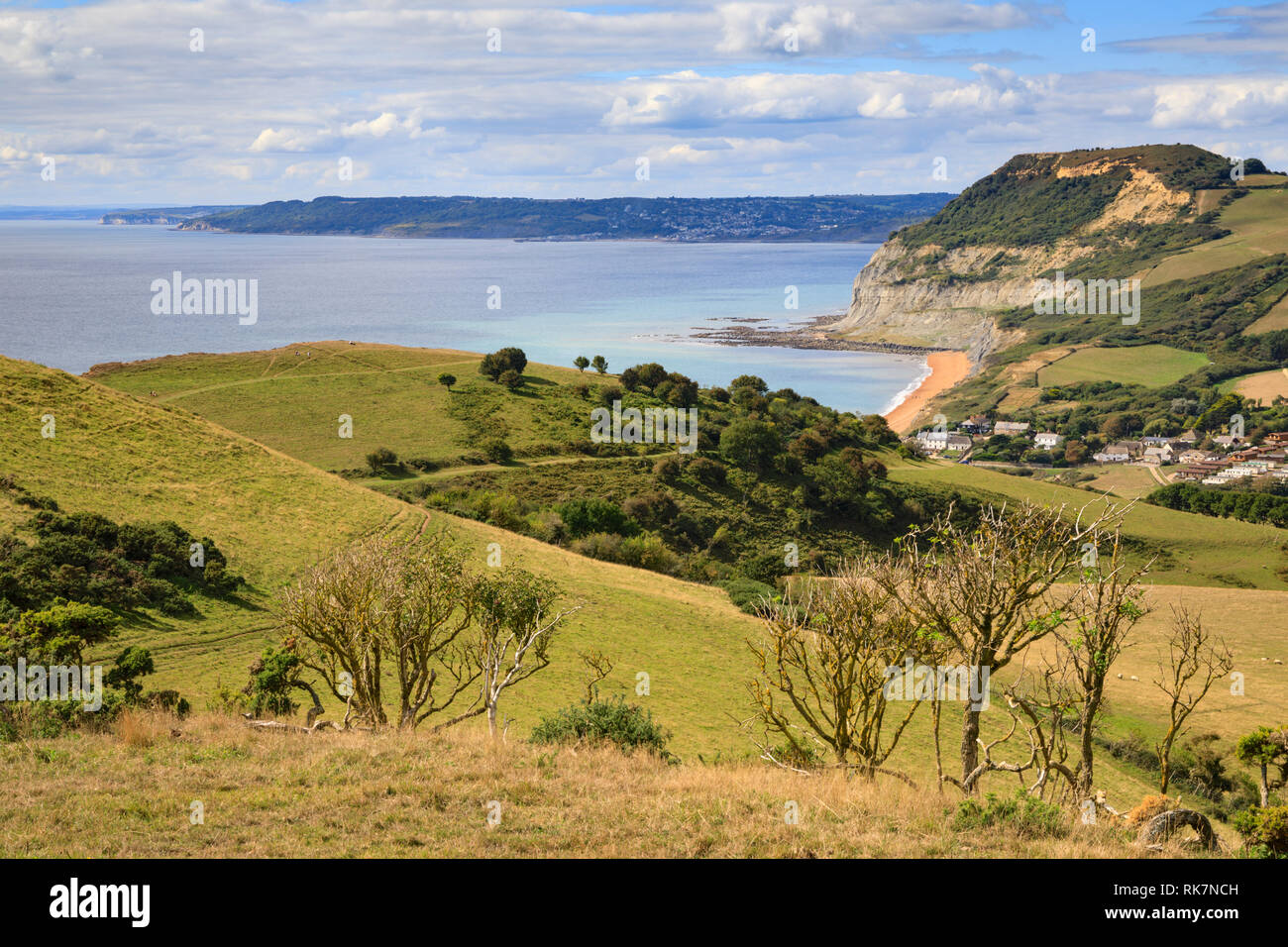 Seatown e il Golden Cap in Dorset Foto Stock