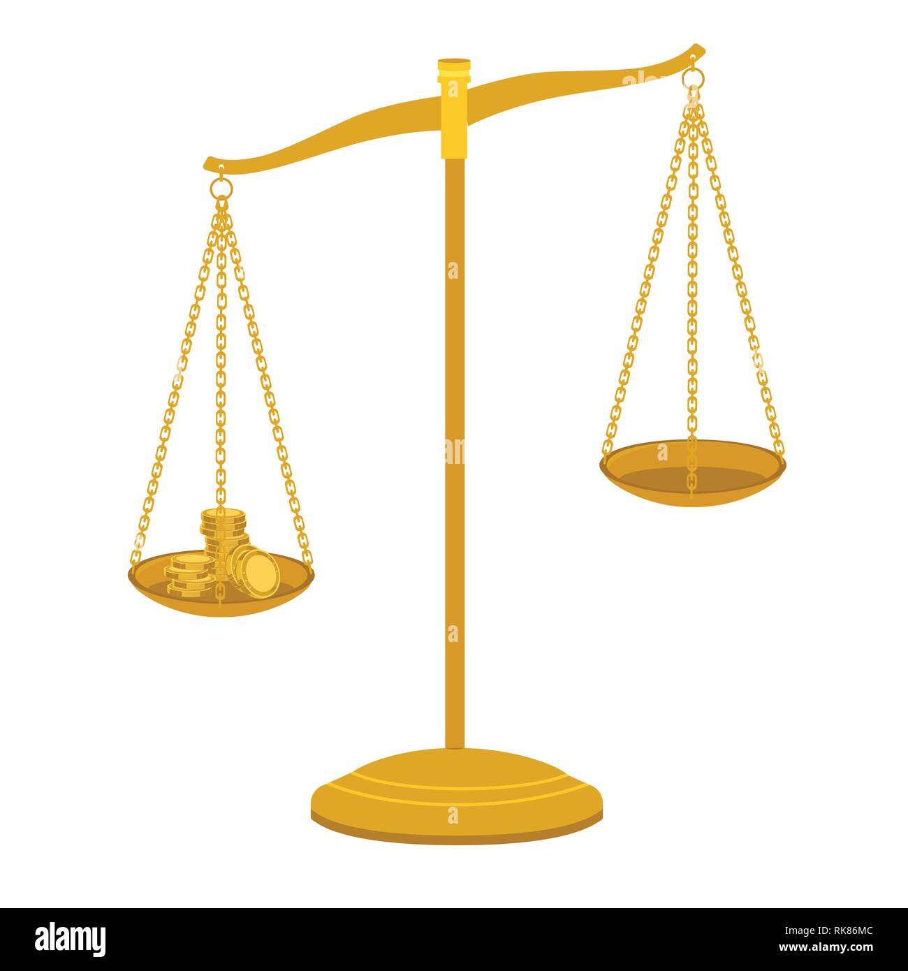 Vettore di ottone oro bilancia isolati su sfondo bianco. Segno di  giustizia, avvocato Immagine e Vettoriale - Alamy