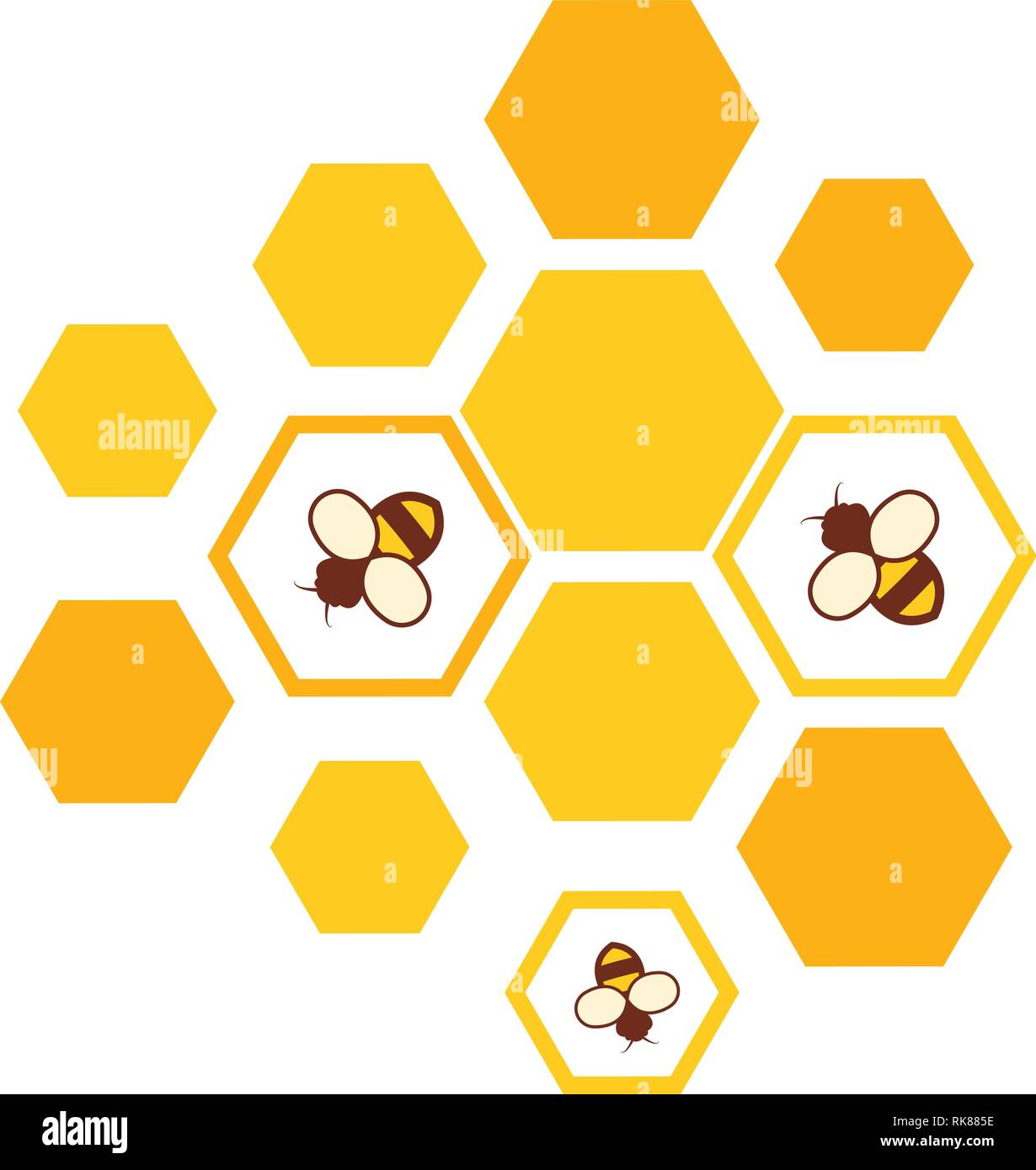 Vettore api e icona a nido d'ape isolati su sfondo bianco.flat bumblebee logo cartoon. Honey Bee illustrazione Illustrazione Vettoriale