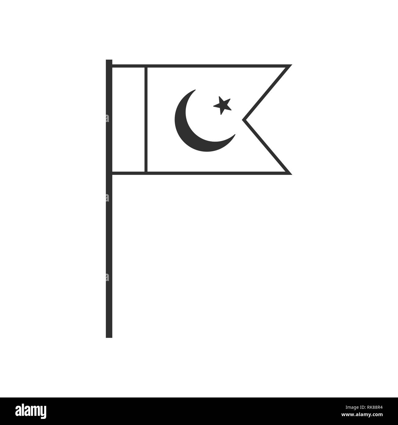 Il Pakistan icona bandiera in sagoma nera design piatto. Giorno di indipendenza o giornata nazionale il concetto di vacanza. Illustrazione Vettoriale