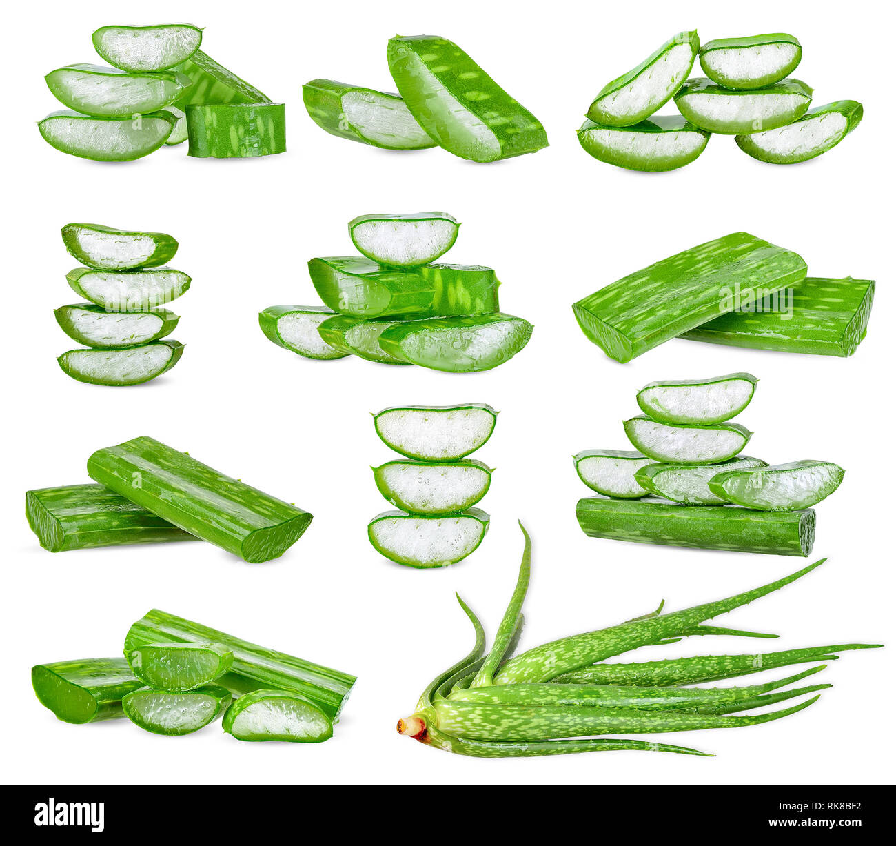 Collezione aloe vera isolato su bianco tracciato di ritaglio Foto Stock