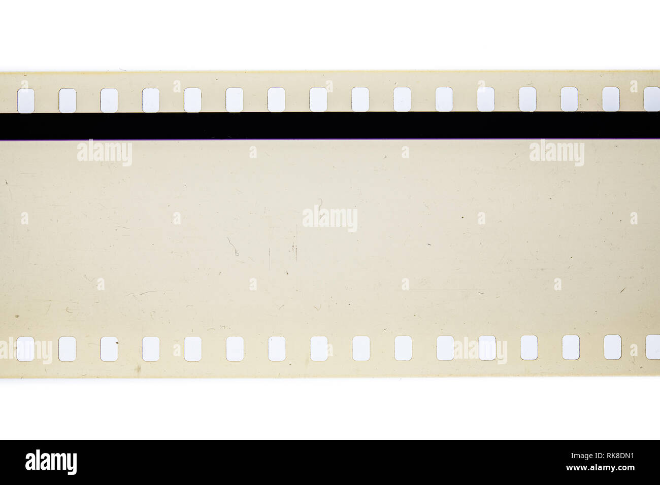 Extreme close up 35mm movie striscia di pellicola vuoto telai trasparenti Foto Stock