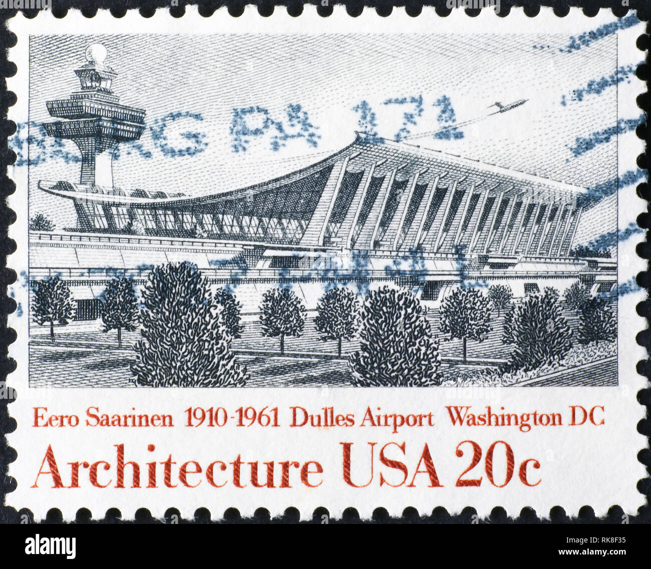 Dall'aeroporto di Dulles di Washinton DC sul francobollo Foto Stock