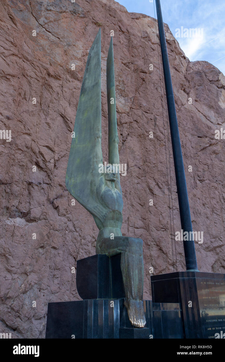 Le figure alate della repubblica nella Diga di Hoover, Nevada, Stati Uniti. Foto Stock