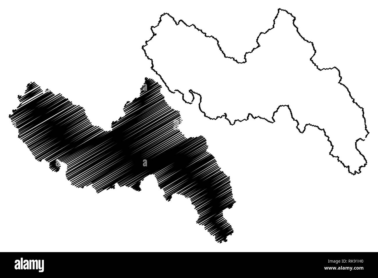 Lai Chau provincia (Repubblica socialista del Vietnam, suddivisioni del Vietnam) mappa illustrazione vettoriale, scribble schizzo Tinh Lai Chau mappa Illustrazione Vettoriale