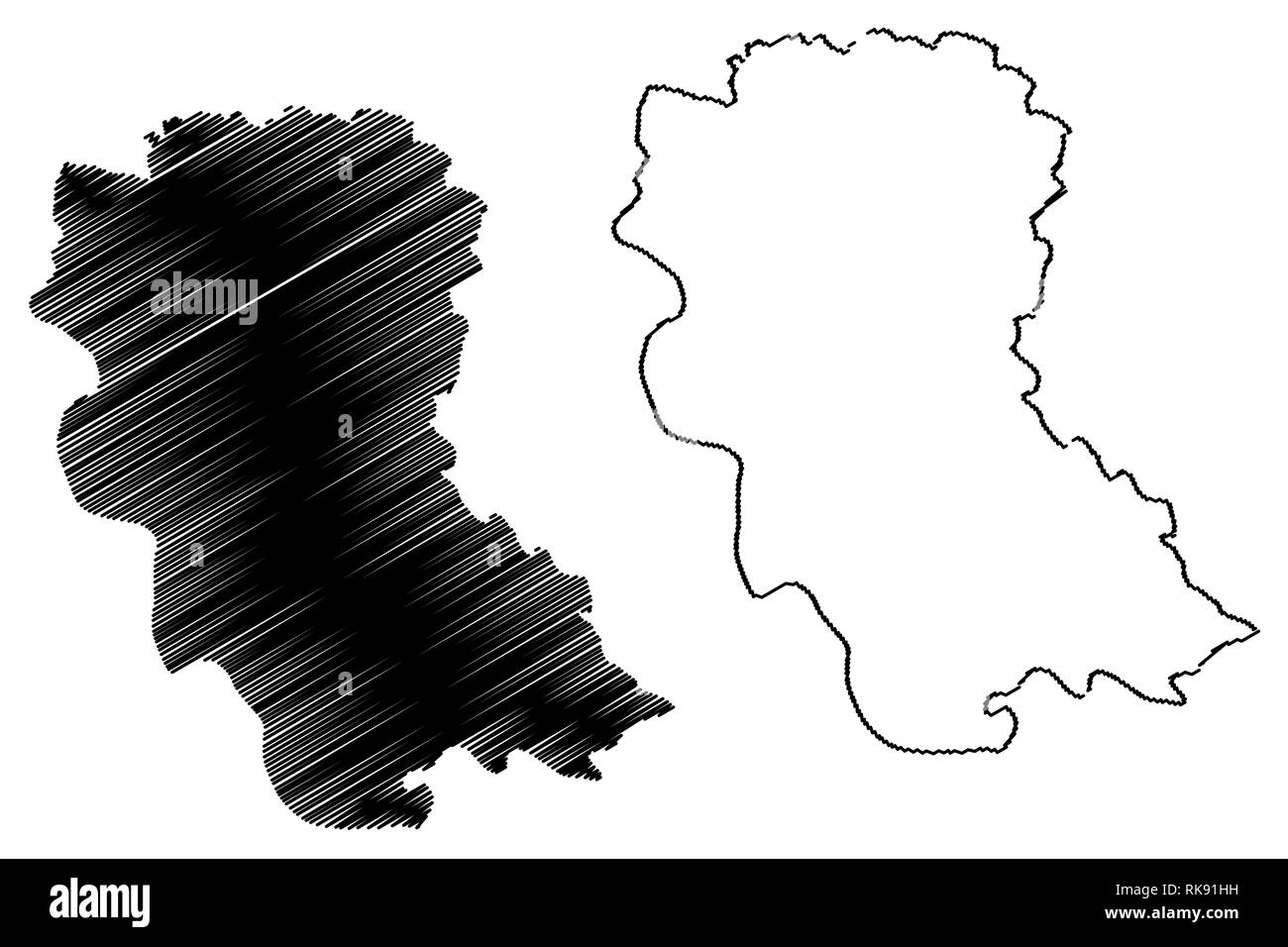Hung Yen provincia (Repubblica socialista del Vietnam, suddivisioni del Vietnam) mappa illustrazione vettoriale, scribble schizzo Tinh Hung Yen mappa Illustrazione Vettoriale