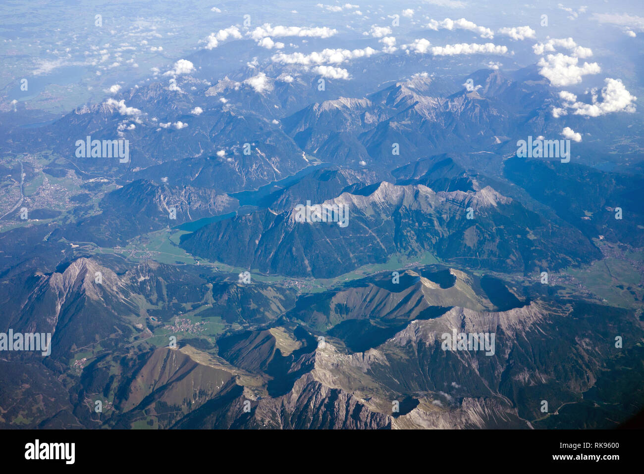 Vista aerea delle Alpi visto da un aereo Foto Stock