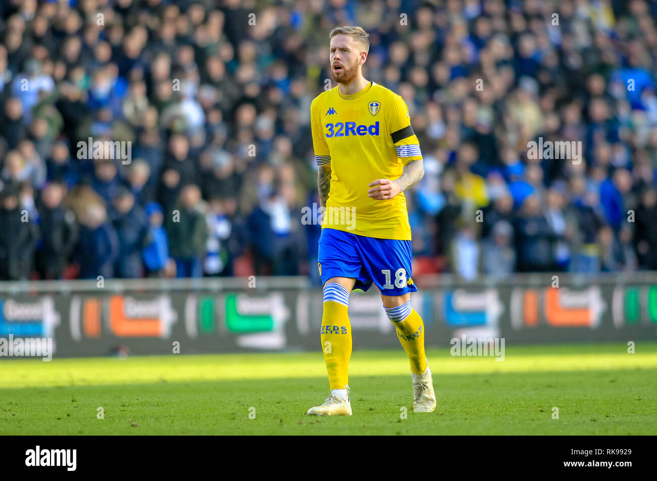 9 febbraio 2019, Riverside Stadium, Middlesbrough, Inghilterra; Sky scommessa campionato, Middlesbrough vs Leeds United : Ponto Jansson (18) di Leeds Utd Credito: Craig Milner/News immagini English Football League immagini sono soggette a licenza DataCo Foto Stock