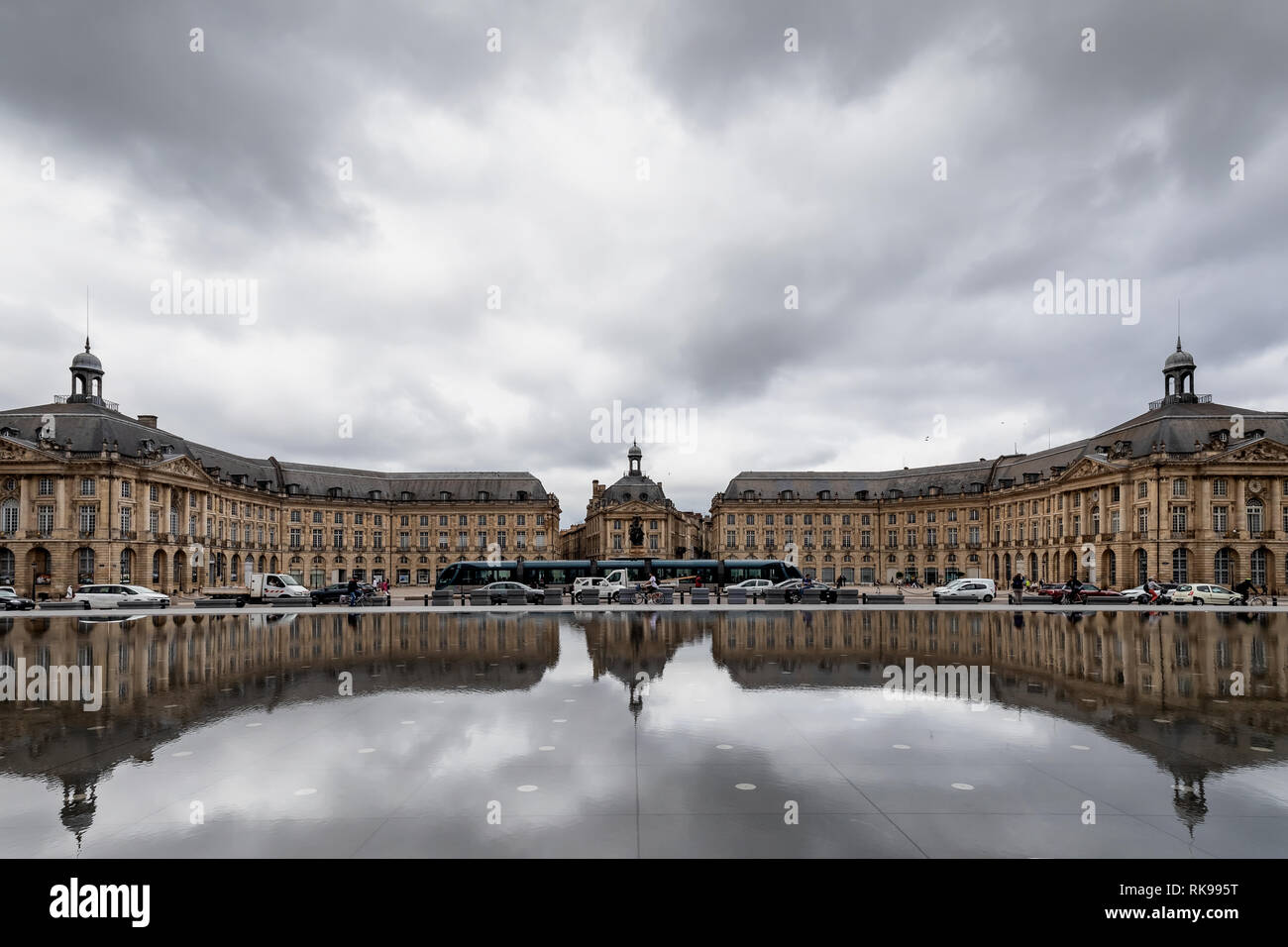 Miroir d'eau, Place de la Bourse, Bordeaux, Acquitaine, Francia Foto Stock