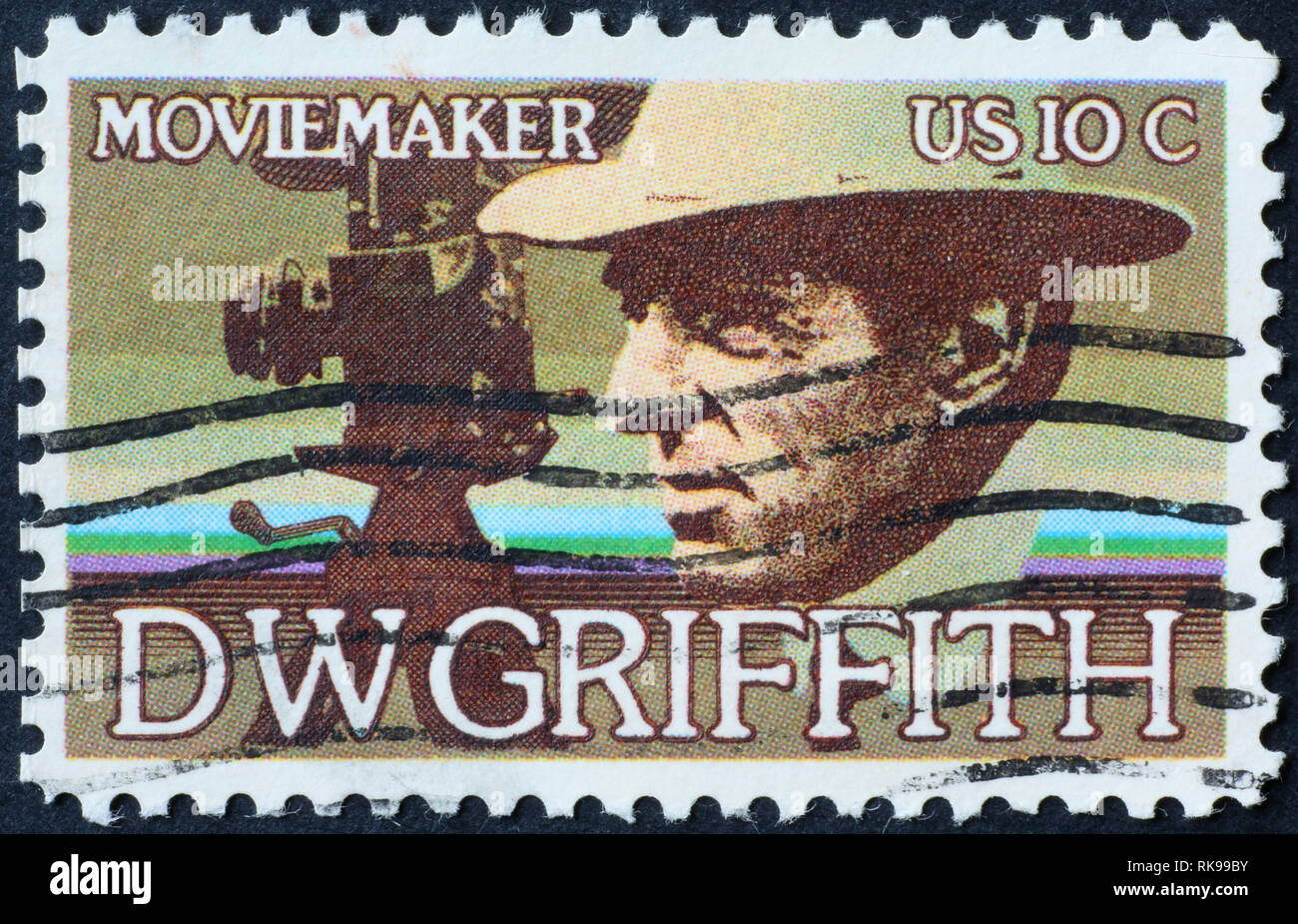 Un film del regista David Wark Griffith su american francobollo Foto Stock