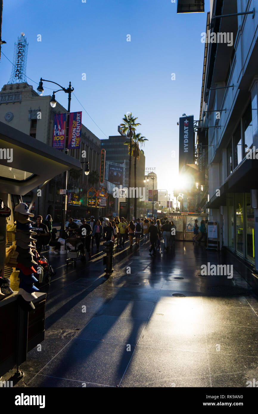 Tramonto sulla walk of fame - Los Angeles Foto Stock