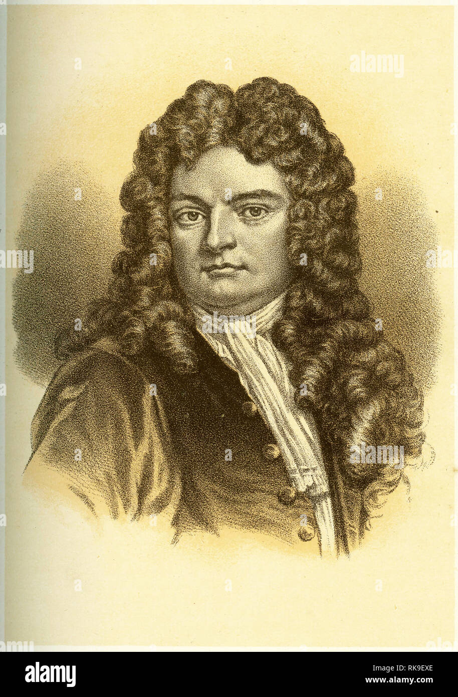 Incisione di Sir Richard Steele (1672 - 1729), scrittore irlandese, drammaturgo e uomo politico Foto Stock