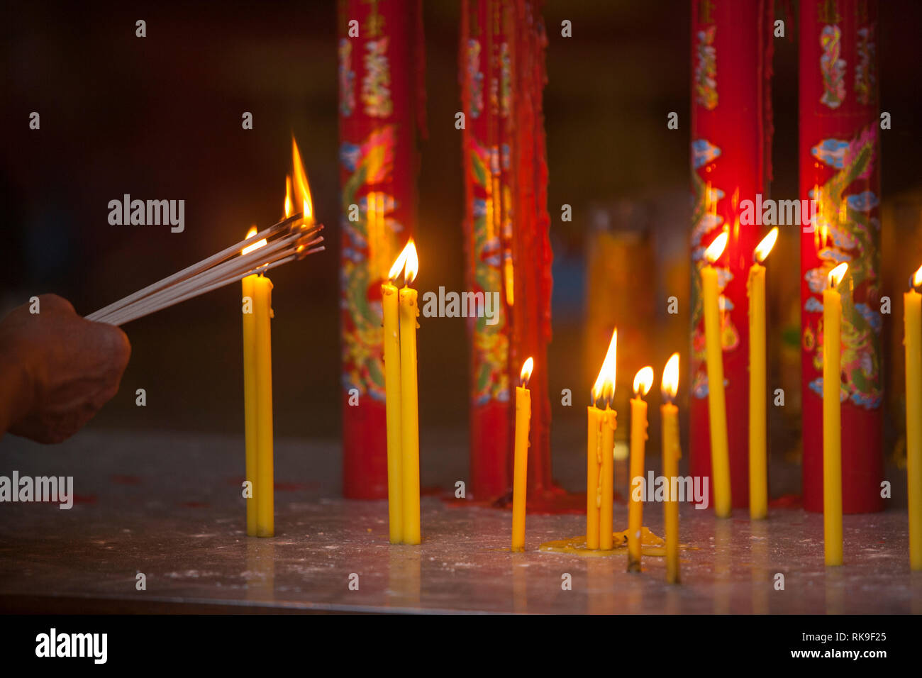 Kuan Yim Santuario, China Town, Bangkok, Thailandia Foto Stock