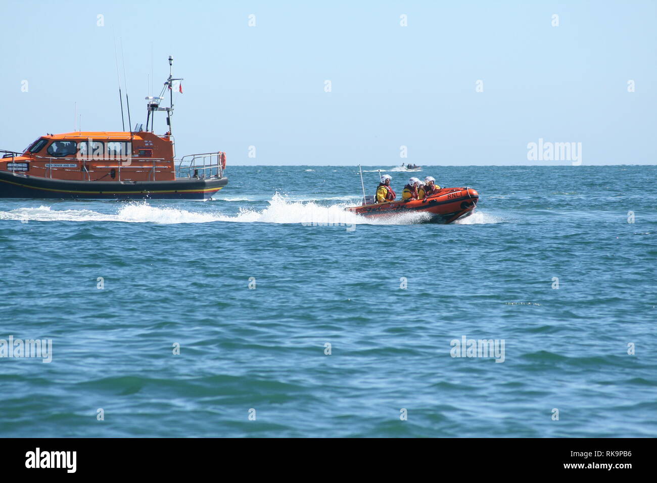 Immagini del nuovo Selsey scialuppa di salvataggio, Denise e Eric, a Selsey Lifeboay giorno nel mese di agosto 2018. Foto Stock