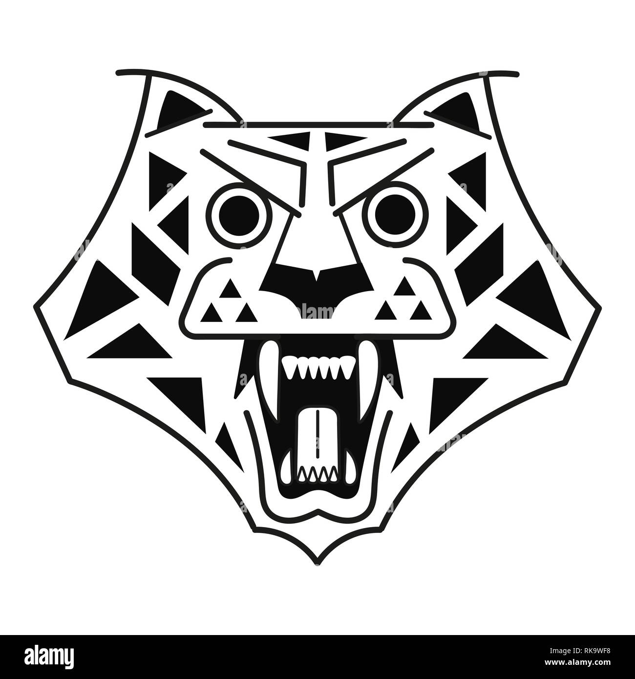 Tiger Head Black illustrazione vettoriale bianco su sfondo dei Logo per il vostro design. Illustrazione Vettoriale