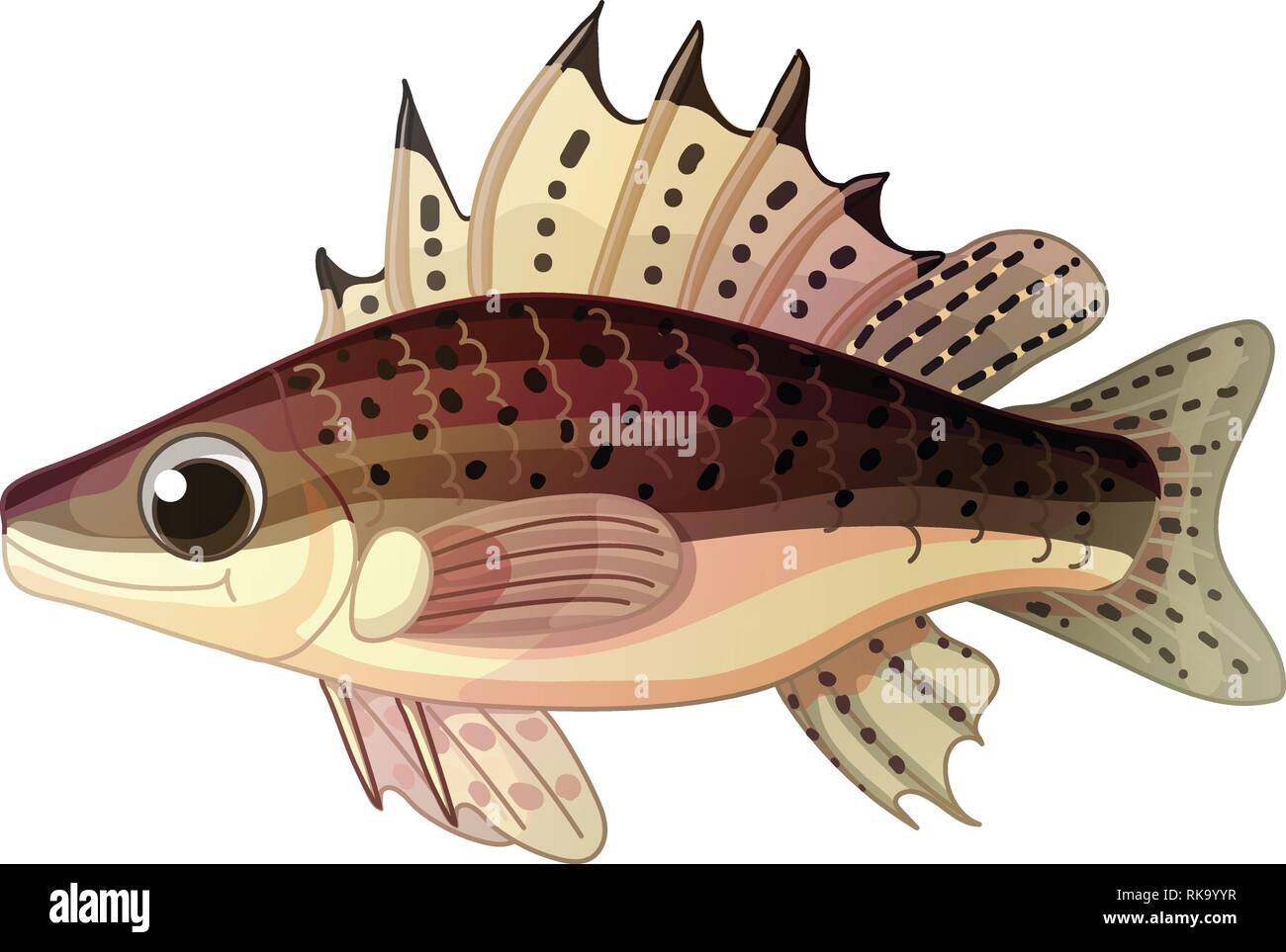 Vector cartoon clipart animale: ruff pesce Illustrazione Vettoriale