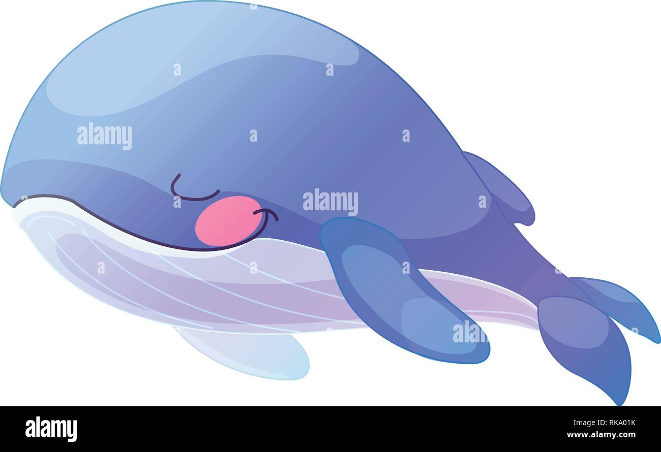 Vector cartoon clipart animale dorme balena blu Illustrazione Vettoriale