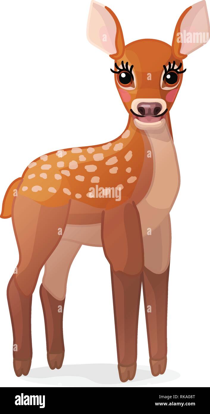 Vector cartoon clipart animale: fulvo cervo rosso impostato Illustrazione Vettoriale