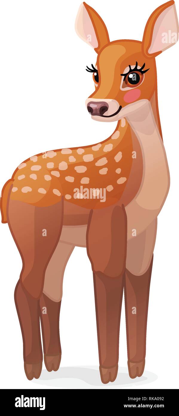 Vector cartoon clipart animale: fulvo cervo rosso impostato Illustrazione Vettoriale