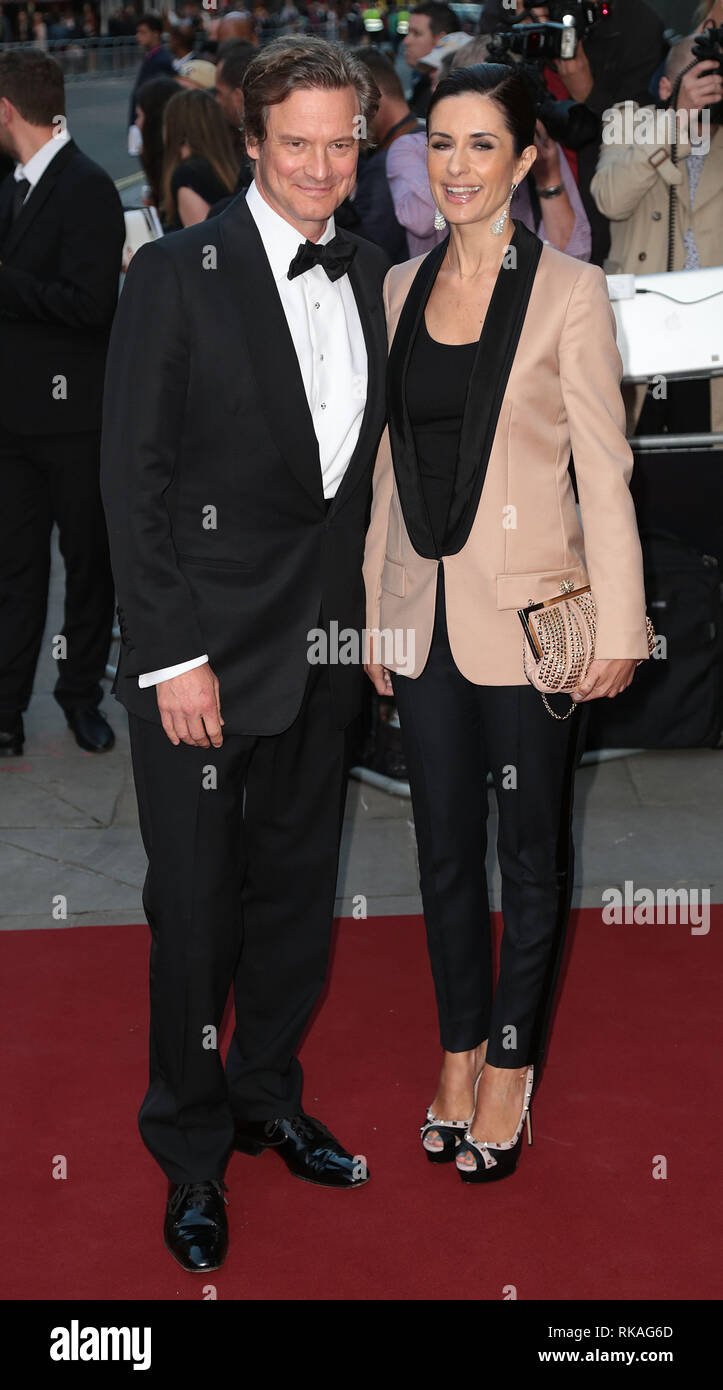 Colin Firth; Livia Firth arriva a 2014 GQ Man of the Year Awards presso la Royal Opera House di Covent Graden, Londra Foto Stock