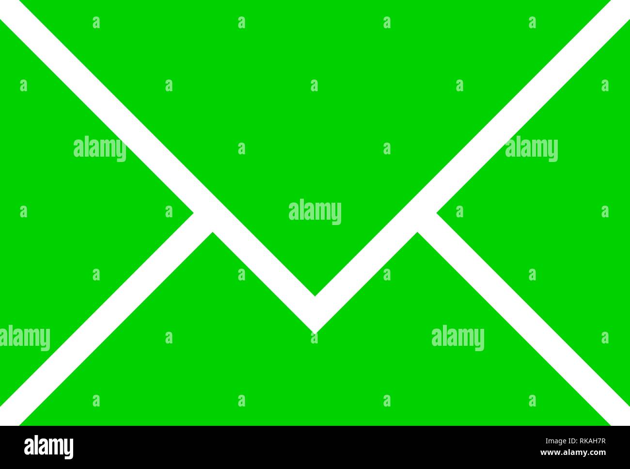 Mail icona simbolo - verde semplice, isolato - illustrazione vettoriale Illustrazione Vettoriale
