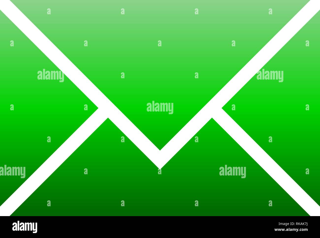 Mail simbolo icona - gradiente verde, isolato - illustrazione vettoriale Illustrazione Vettoriale