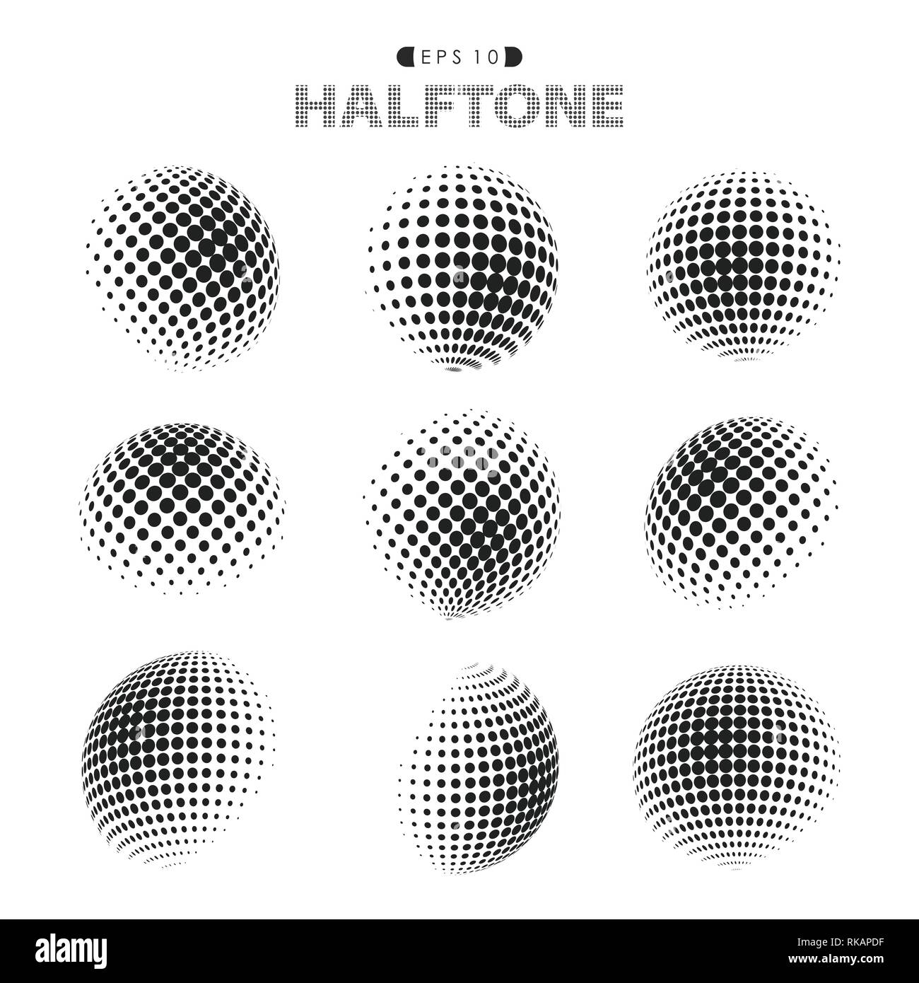 Abstract moderno i punti dei mezzitoni pattern in bianco e nero. La decorazione in circolo insieme di cerchio isolata forma rotonda elementi. È possibile utilizzare per le illustrazioni eleme Illustrazione Vettoriale