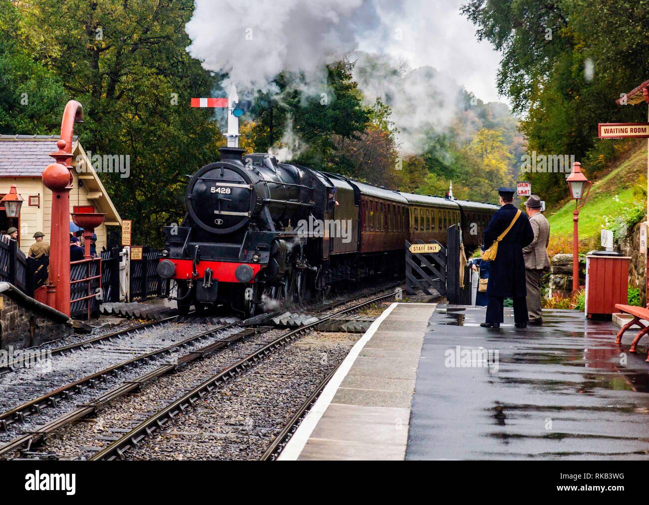 Thompson B1 arrivando a Gothland (Aidensfield) sulla North Yorkshire Ferrovie a Vapore Foto Stock
