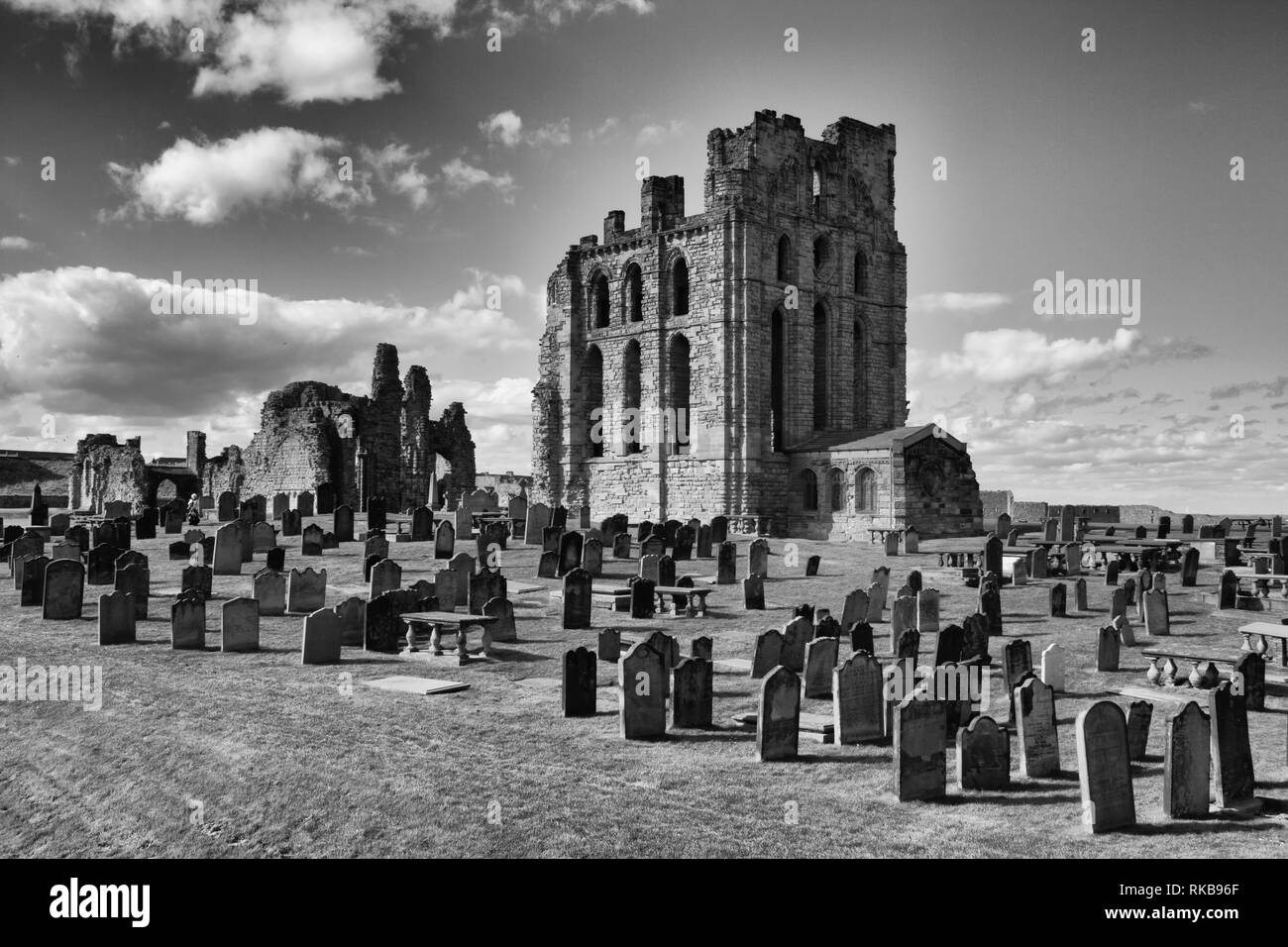 Castello di Tynemouth & Priory, Northumberland, Regno Unito Foto Stock