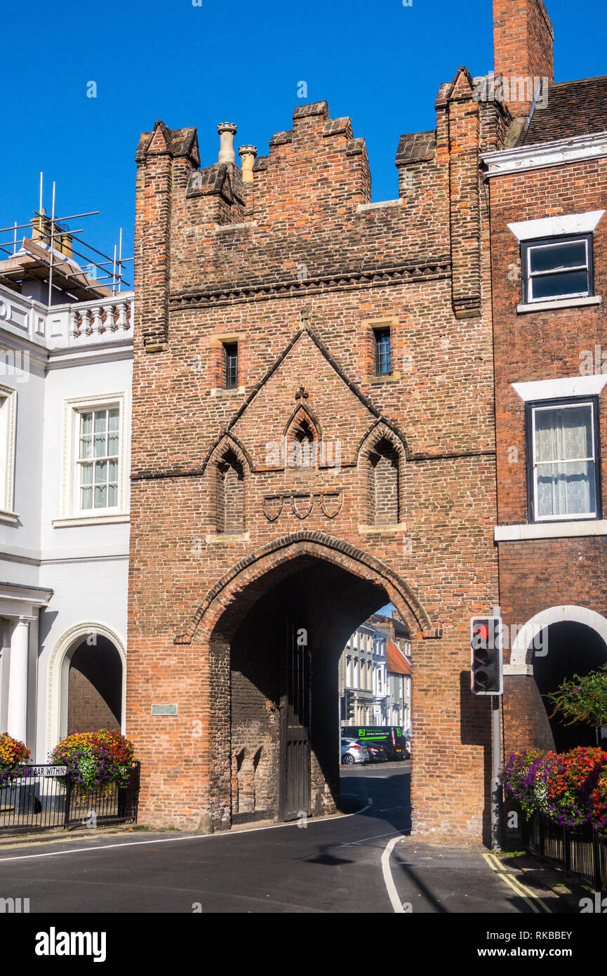 North Bar, 15th. secolo town gate, Beverley, East Riding, nello Yorkshire, Inghilterra Foto Stock