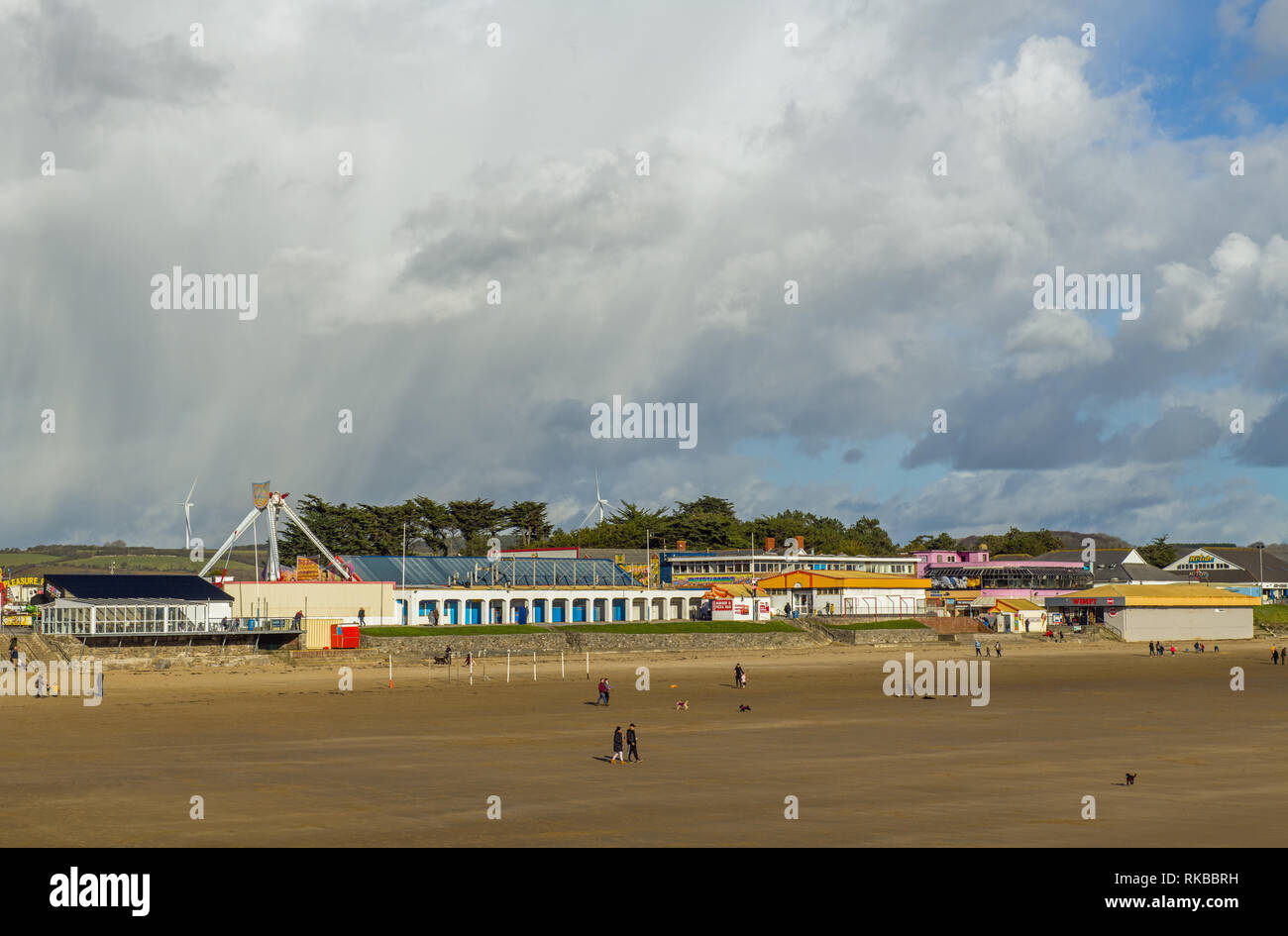 Coney Beach e il parco di divertimenti a Porthcawl sulla South Wales coast. Foto Stock