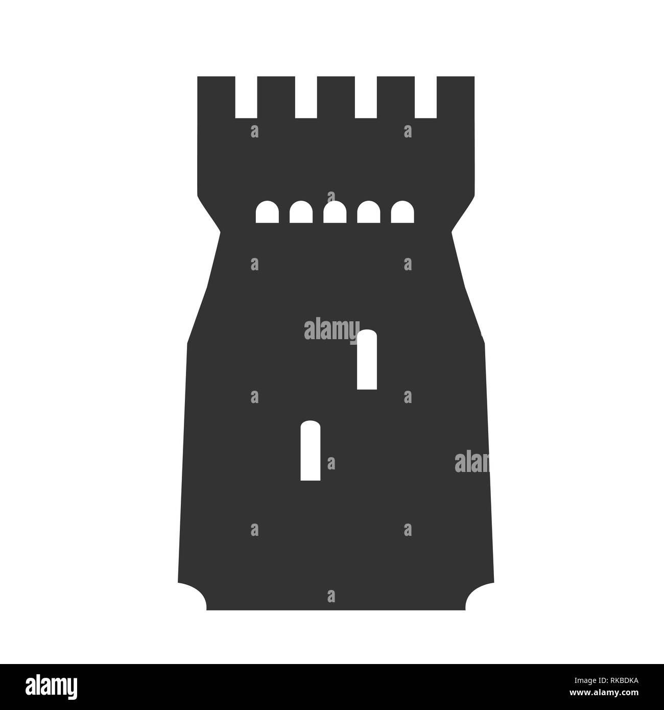 Torre di vettore di simbolo. Icona del castello isolato su bianco Illustrazione Vettoriale